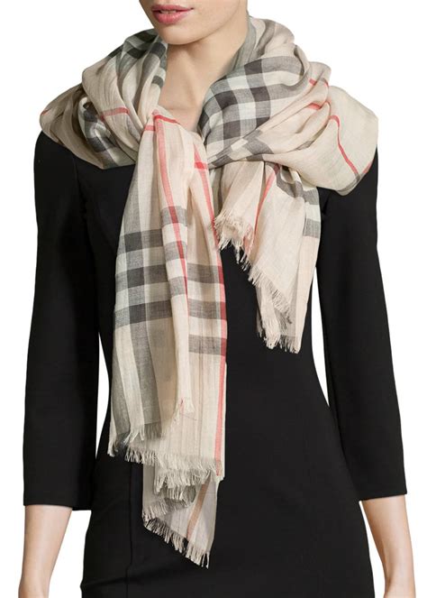 burberry gauze scarf stone bergdorf|Burberry Giant Check Gauze Scarf .